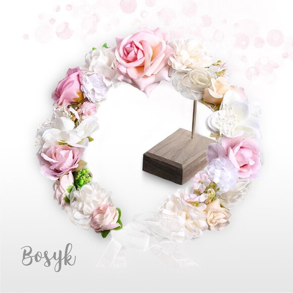 Dusty Rose Blush Baby Pink Ivory Lilac Flower Girl Crown-Spring floral Girl Halo - Picture 7 of 10